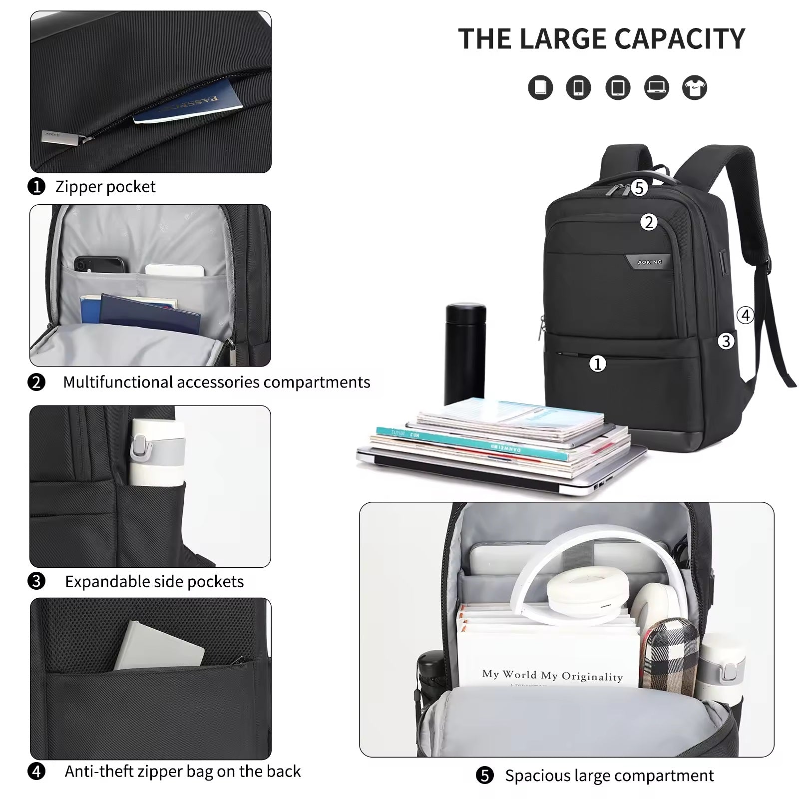 Aoking Corporate Mochila Ejecutiva de Trabajo o Universidad